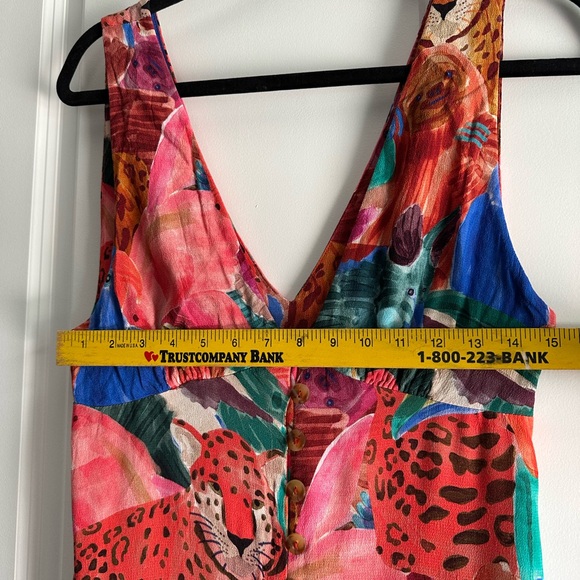 FARM Rio Animal Collage Midi V Neck Dress Size Medium - Picture 12 of 13